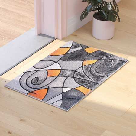 FLASH FURNITURE Orange 2' x 3' Abstract Style Accent Rug ACD-RGTRZ860-23-OR-GG